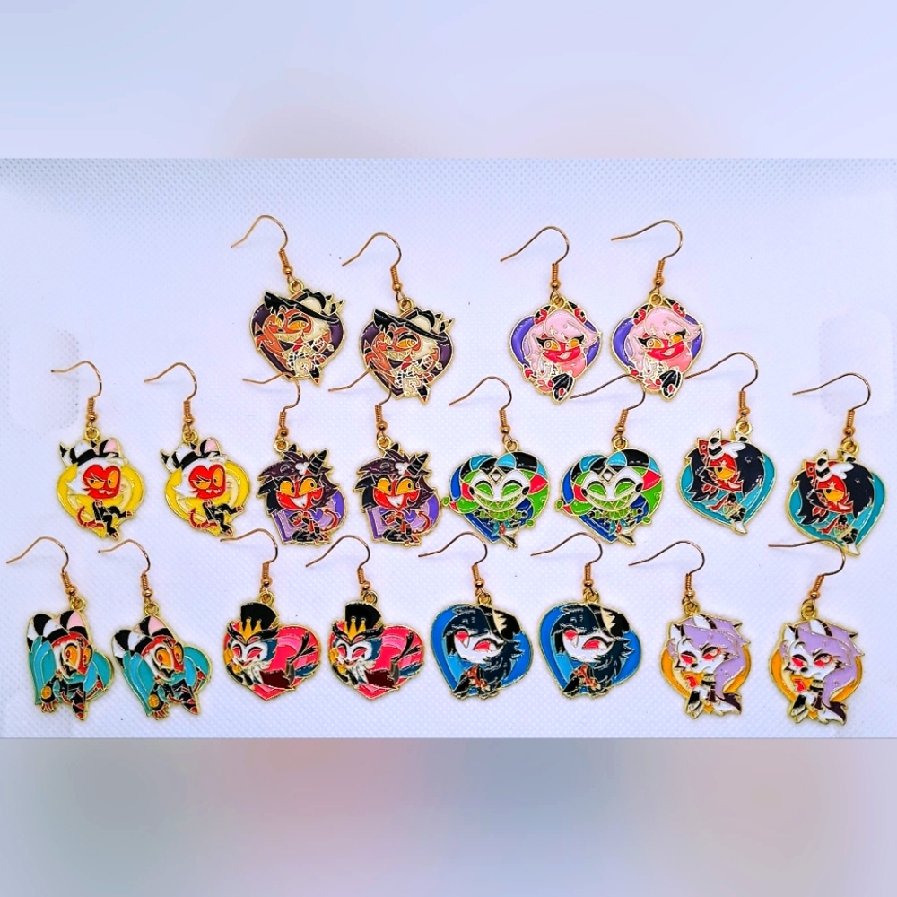 Helluva Boss Earrings Handmade Hypoallergenic‎ Heart Shape Dangle Earrings